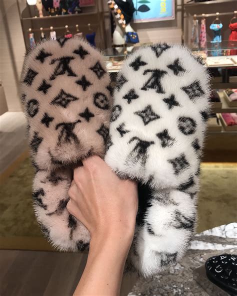 louis vuitton fur slippers cheap|louis vuitton fur slippers women.